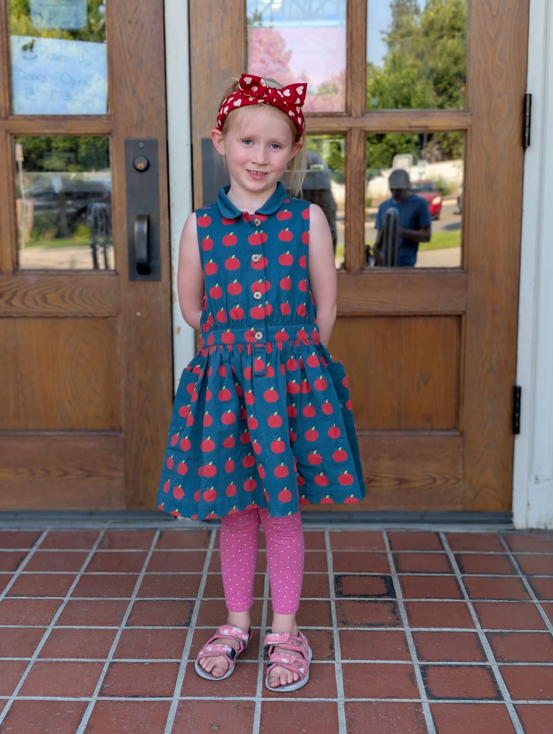 Customer photo review of Apple Pinafore Button Dress