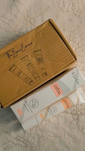 Customer's Advance Lip Pigmentation Cream tube and box sitting on top of the shipping parcel box.