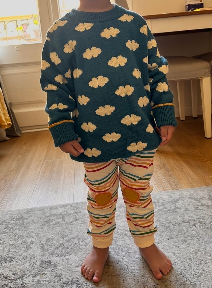 Customer photo review of Sun Rays Knee Patch Striped Joggers