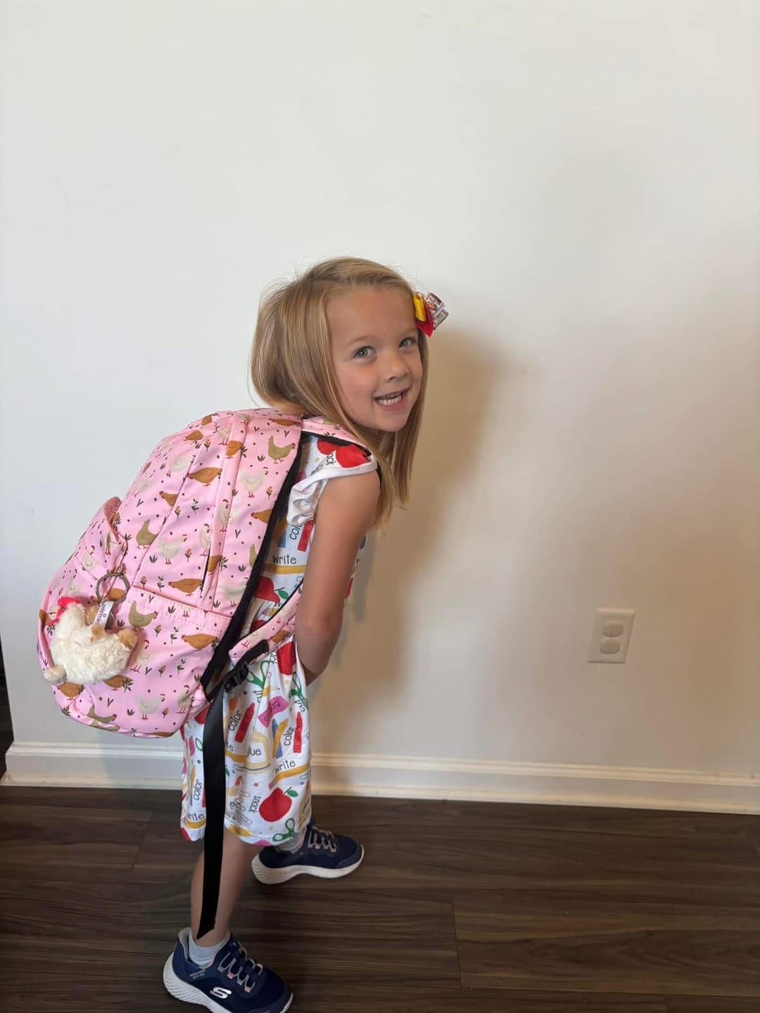 Customer photo review of Pink Cottage Chicken Backpack