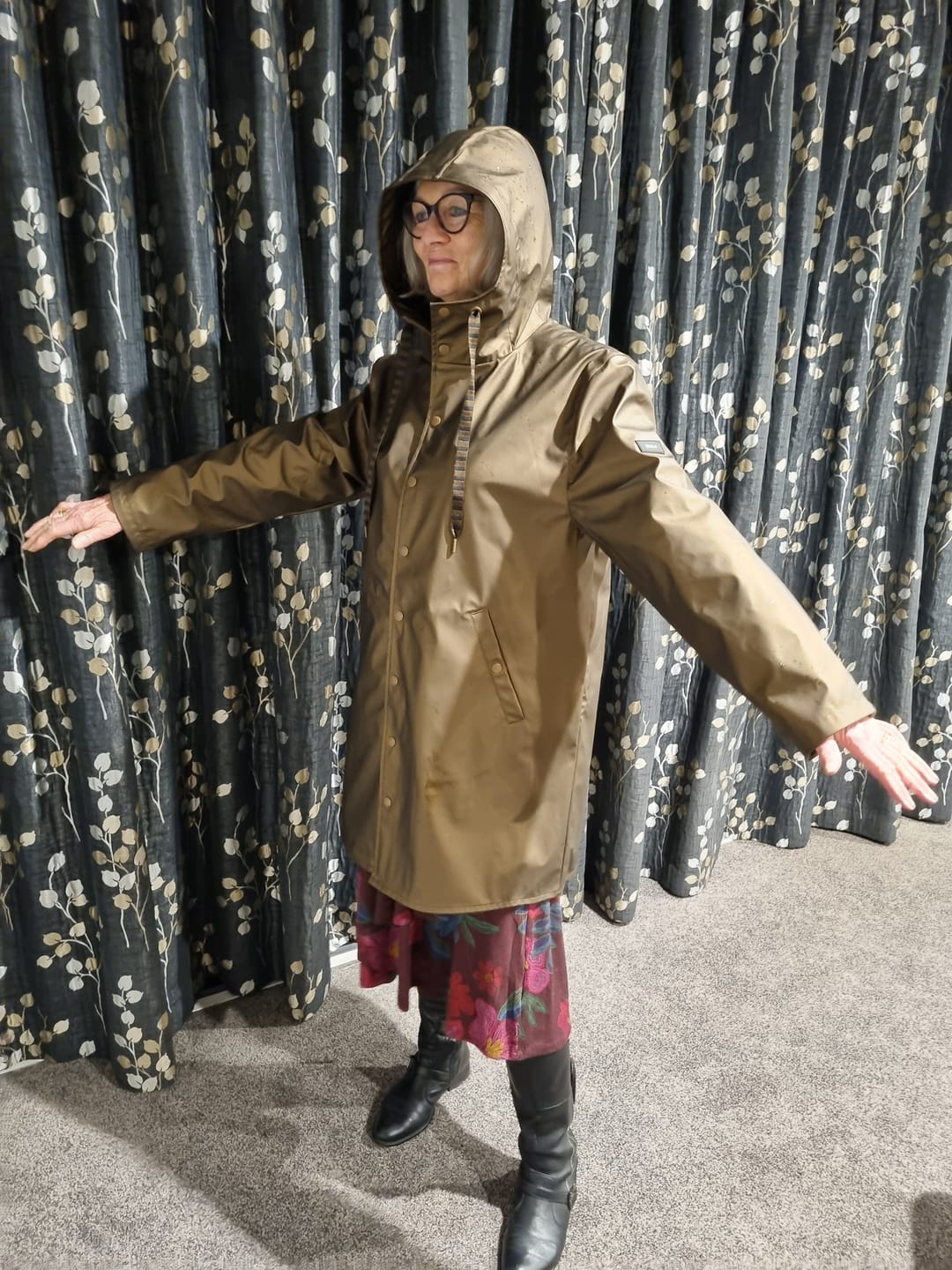 Customer photo review of Charlie Raincoat - Antique Gold