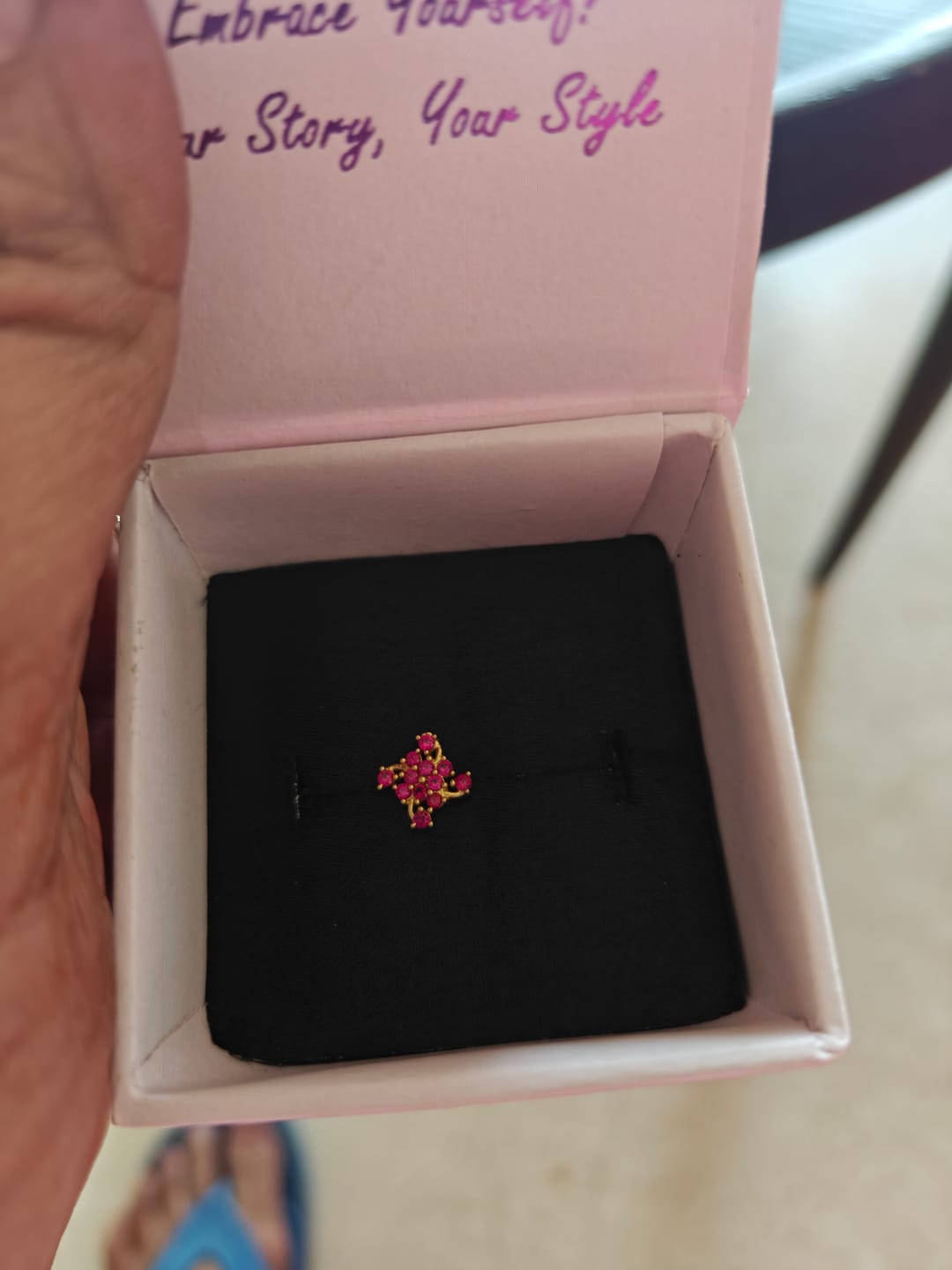 Customer photo review of Radiant Bloom Screw Nose Pin
