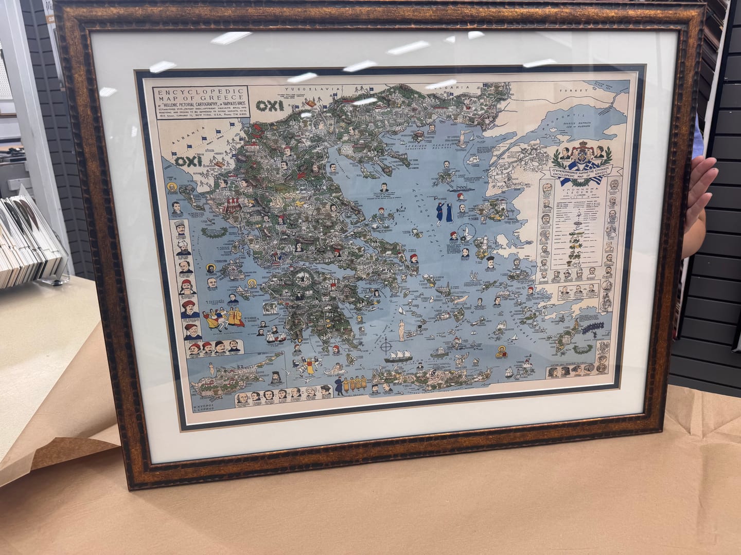 Customer photo review of Old Pictorial Map of Ancient & Modern Greece, 1962: Athens, Thessaloniki, Mount Olympus, Greek Civil War
