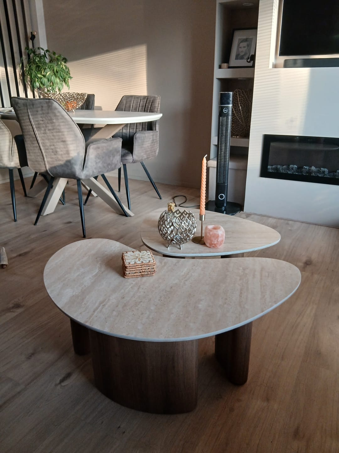 Customer photo review of Salontafel Sumi - Japandi - Organisch - Keramisch Travertin - Set van 2