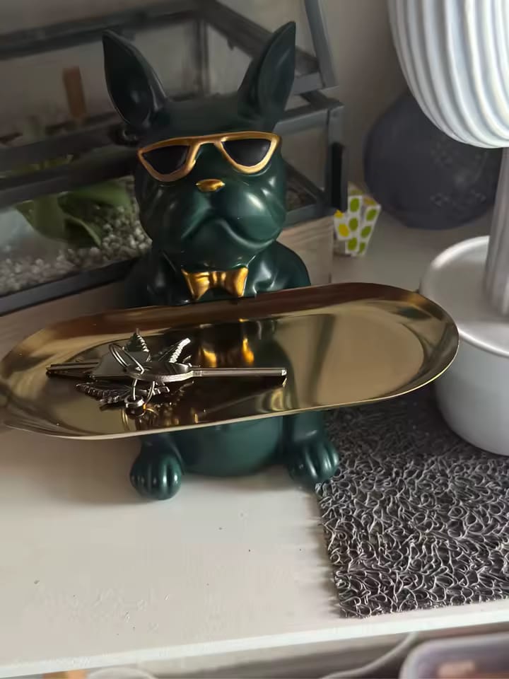 Customer photo review of Statue Décoration Intérieure Bouledogue – Figurine Design avec Plateau Vide-Poches