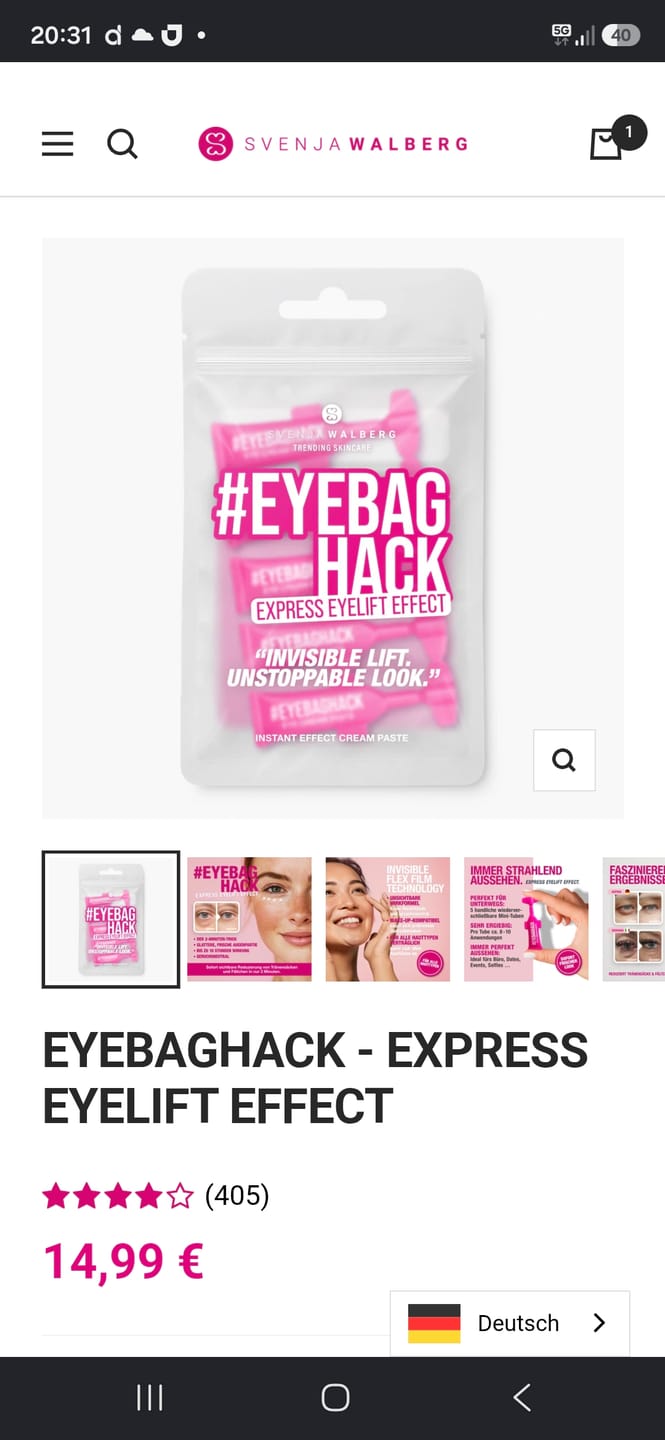 Customer photo review of EYEBAGHACK -  Express Eyelift Effect