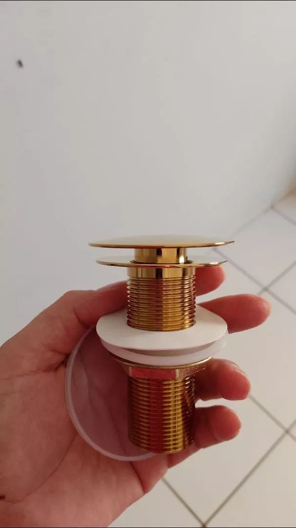 Customer photo review of Válvula Click Pia Banheiro Lavabo Dourada Design Inteligente Moderno