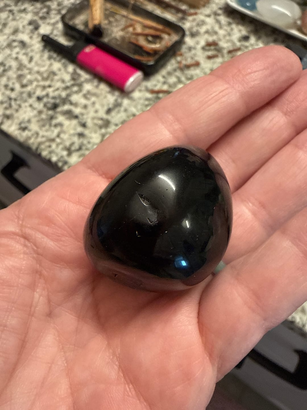 Customer photo review of Black Obsidian Worry Stone