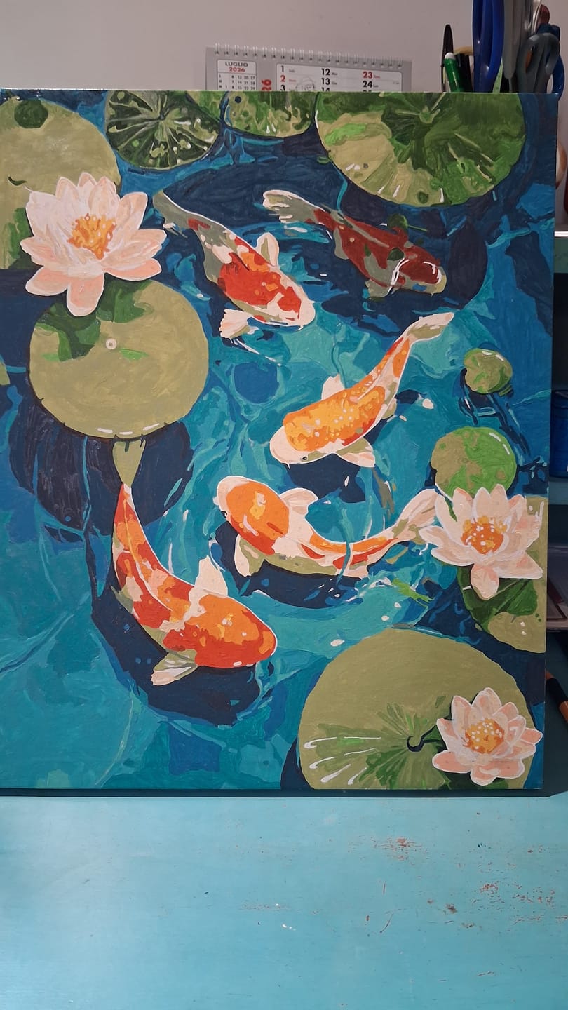 Customer photo review of Koi pond | Paint by Number