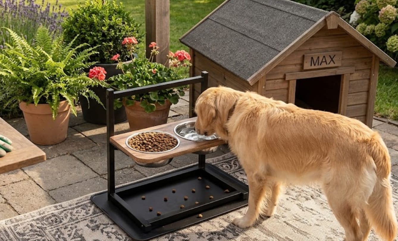Customer photo review of Premium Verhoogd Honden Voederstation - SnackHaven