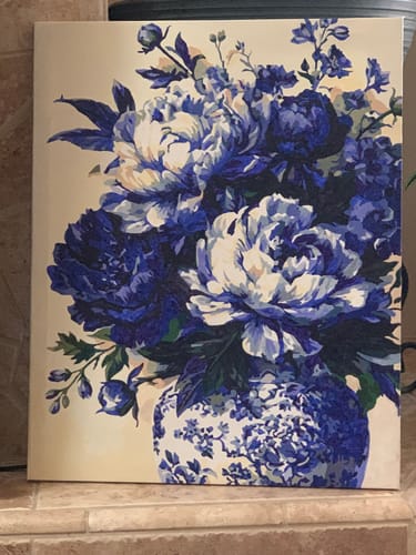 Customer photo review of Blue Porcelain Peonies (Paint by Numbers)