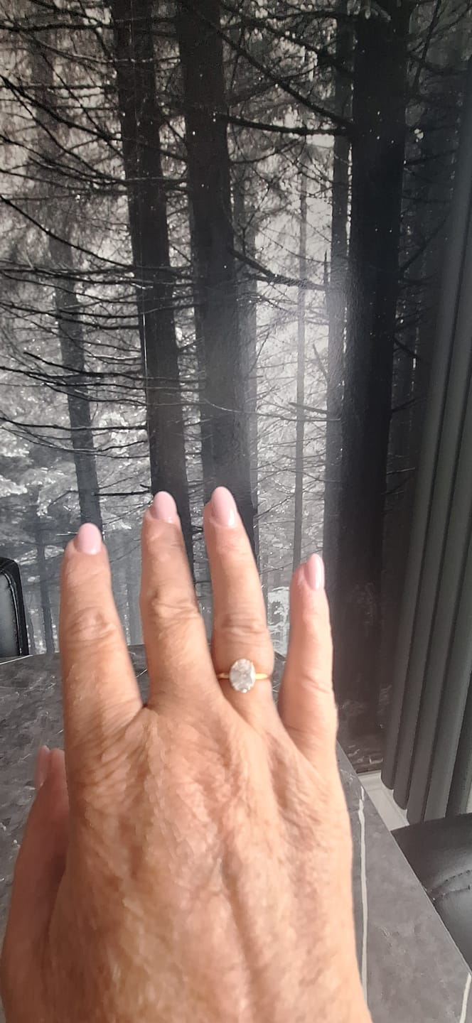 Customer photo review of Oval Solitaire Diamond-Inspired Ring 2ct