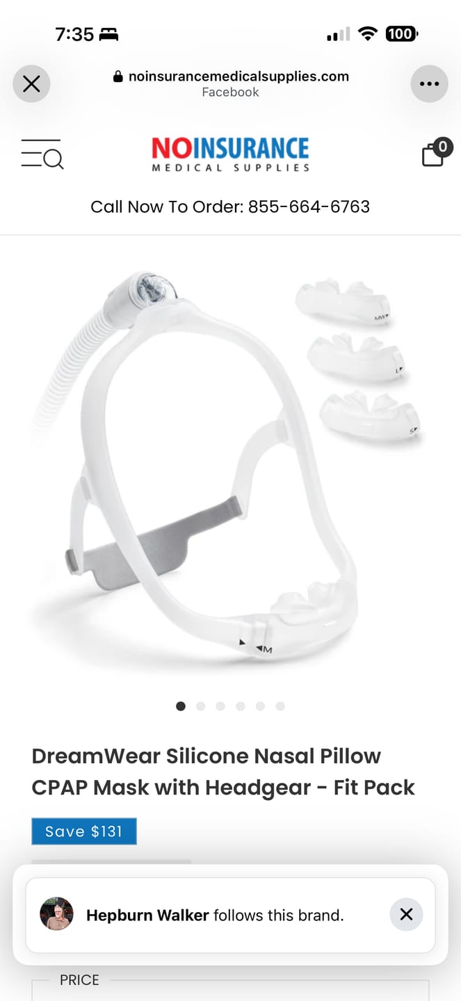 Customer photo review of DreamWear Silicone Nasal Pillow CPAP Mask with Headgear - Fit Pack
