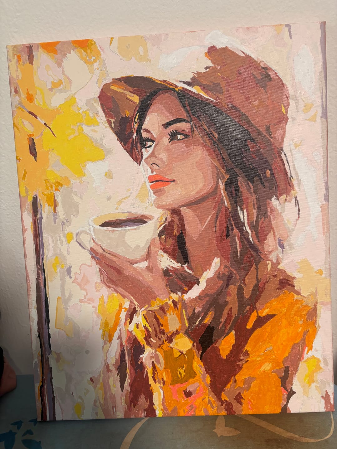 Customer photo review of Malen nach Zahlen - Herbstkaffee, Frau