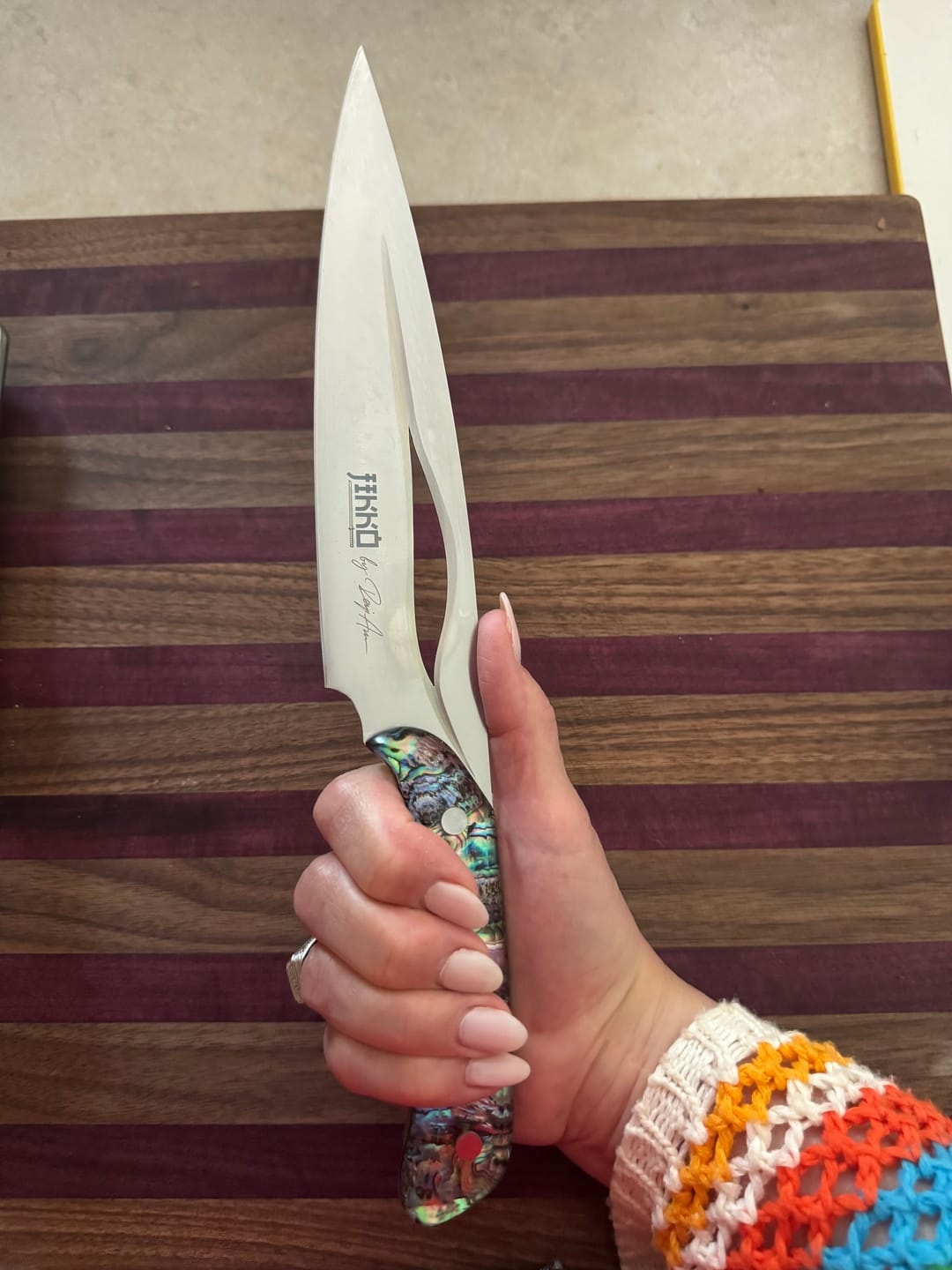 Customer photo review of The Pearl Eye Edition – Signature Knife by JIKKO®