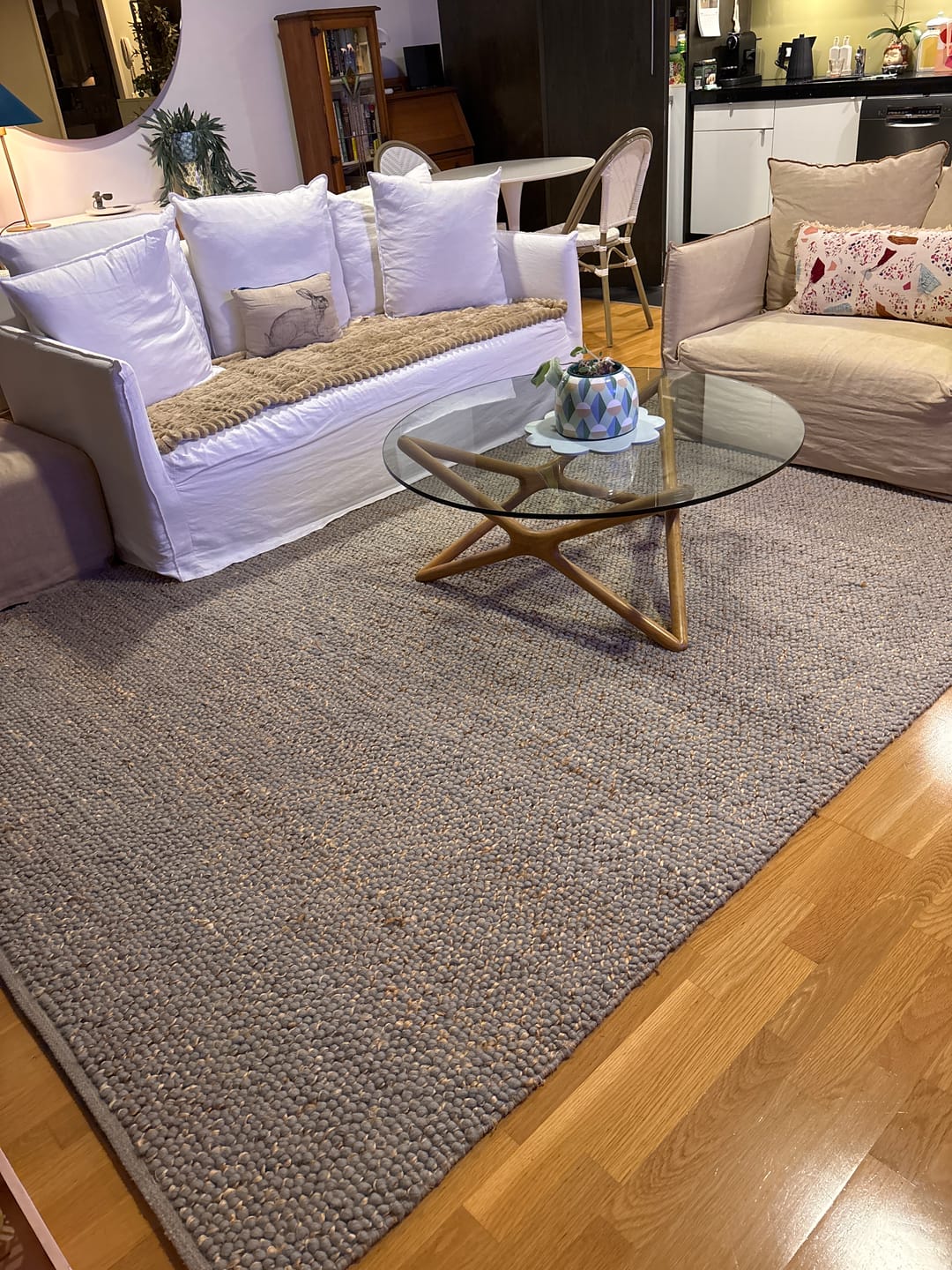 Customer photo review of Eco Weave Duck Egg Blue Jute and Wool Rug