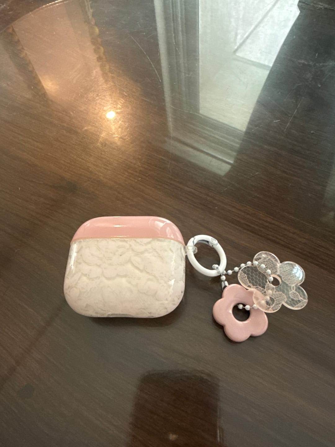 Customer photo review of Luxury Lace Airpod Pre-Order Case With Ring