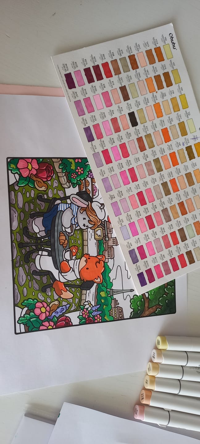 Customer photo review of Ohuhu Honolulu 216 Colors Dual Tips Alcohol Art Markers (New Color Codes)