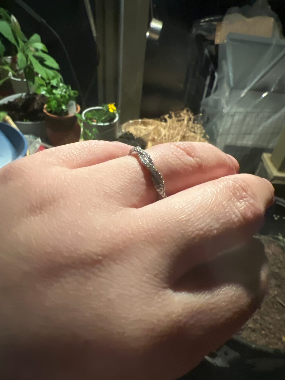 Customer photo review of Pave Round Cut Full Eternity Wedding Band in 925 Sterling Silver