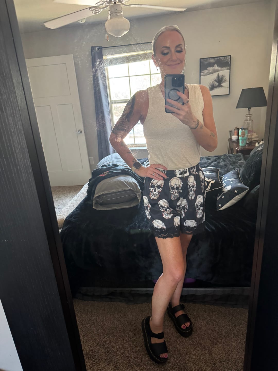 Customer photo review of Skull Kandy Satin Shorts