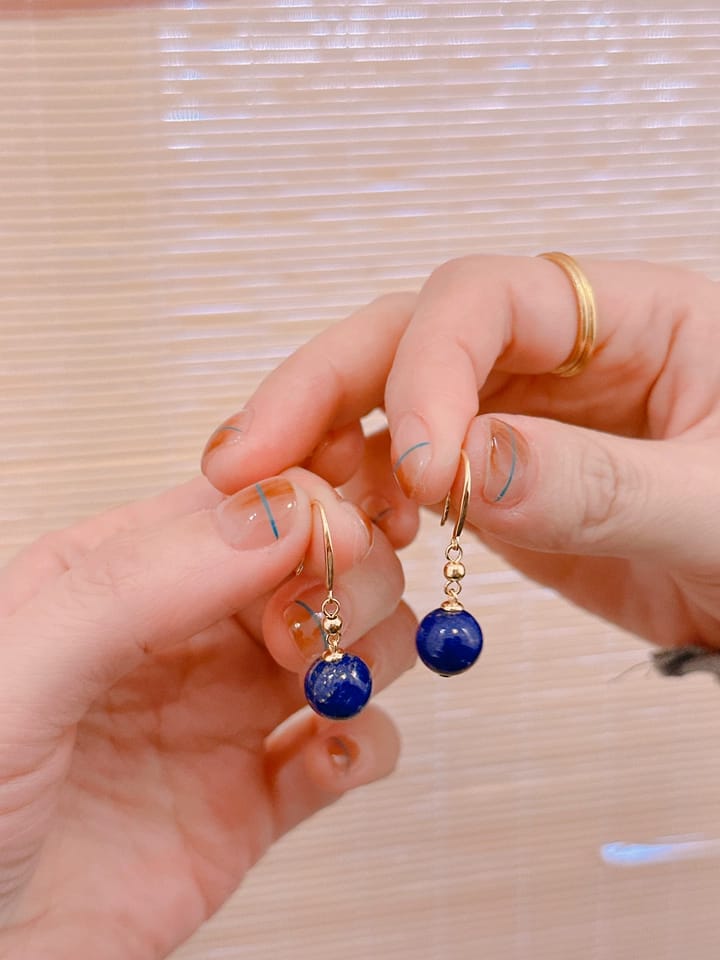 Customer photo review of Azurine Lapis Lazuli Hook Drop Earrings