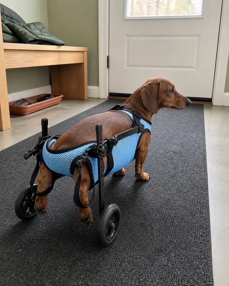 Customer photo review of JoyStride Dog Wheelchair for Small & Medium Breeds