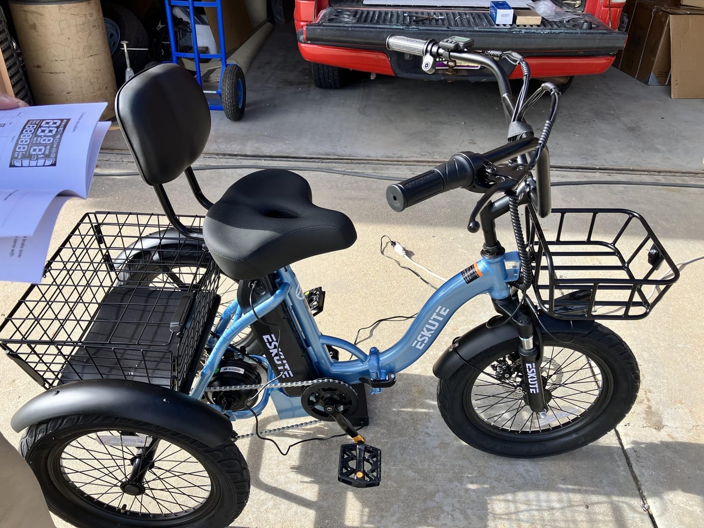Customer photo review of Eskute® T300 Pro Folding Electric Trike with One-Button Reverse
