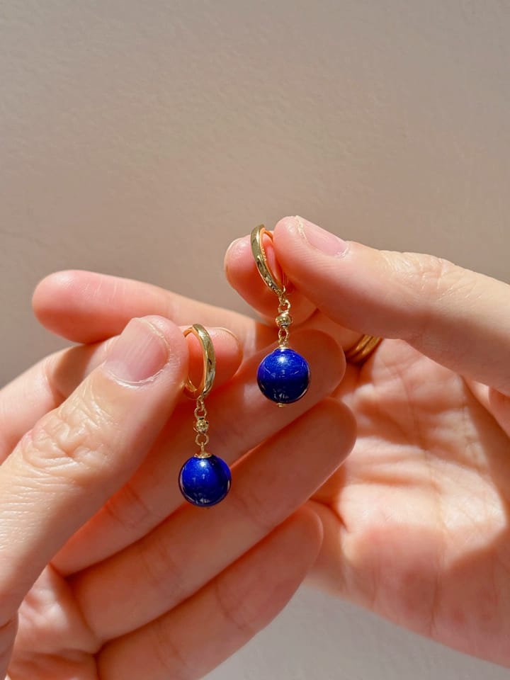 Customer photo review of Azurine Lapis Lazuli Drop Earrings