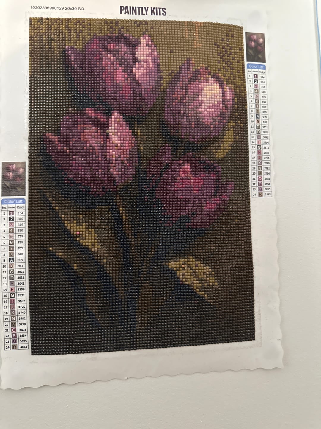 Customer photo review of Twilight Tulips (Diamond Painting)