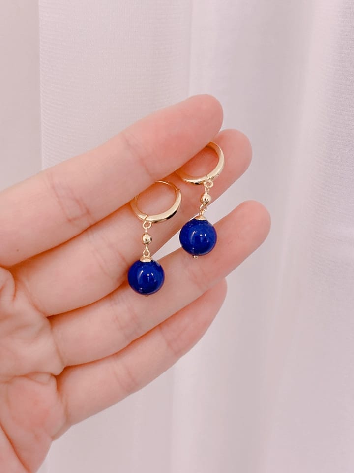 Customer photo review of Azurine Lapis Lazuli Drop Earrings
