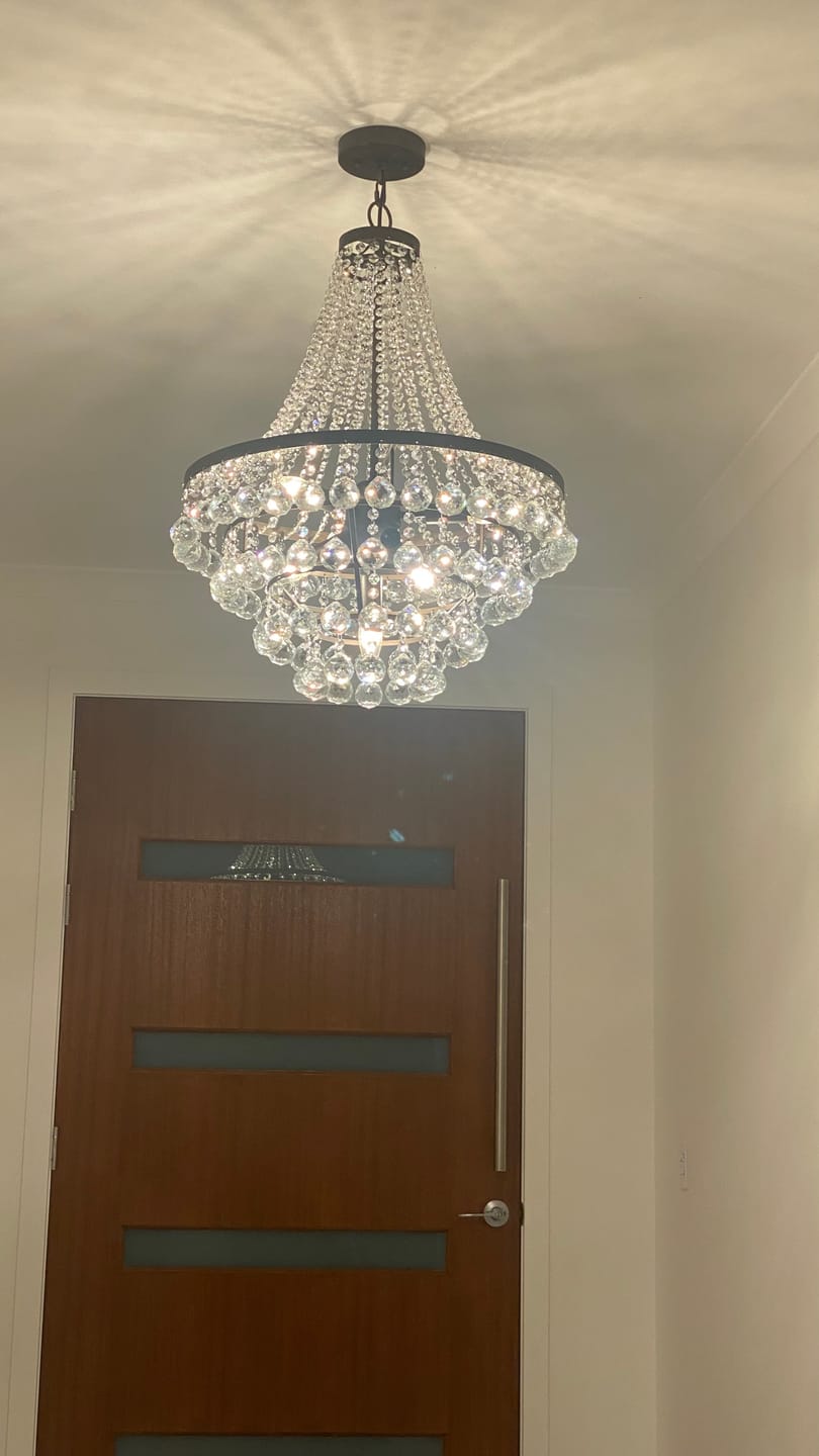 Customer photo review of Traditional 7-Light Tiered Beaded Empire Crystal Drops Chandelier