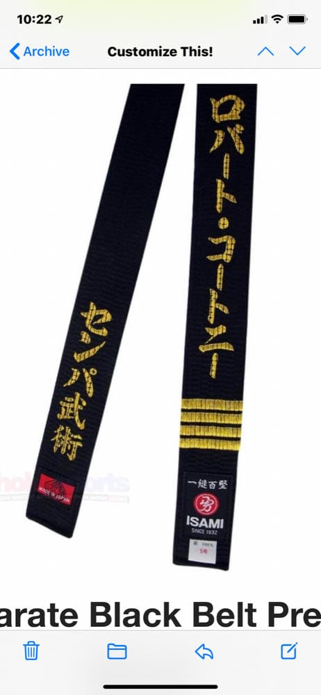 Customer photo review of Isami Karate Black Belt Premium