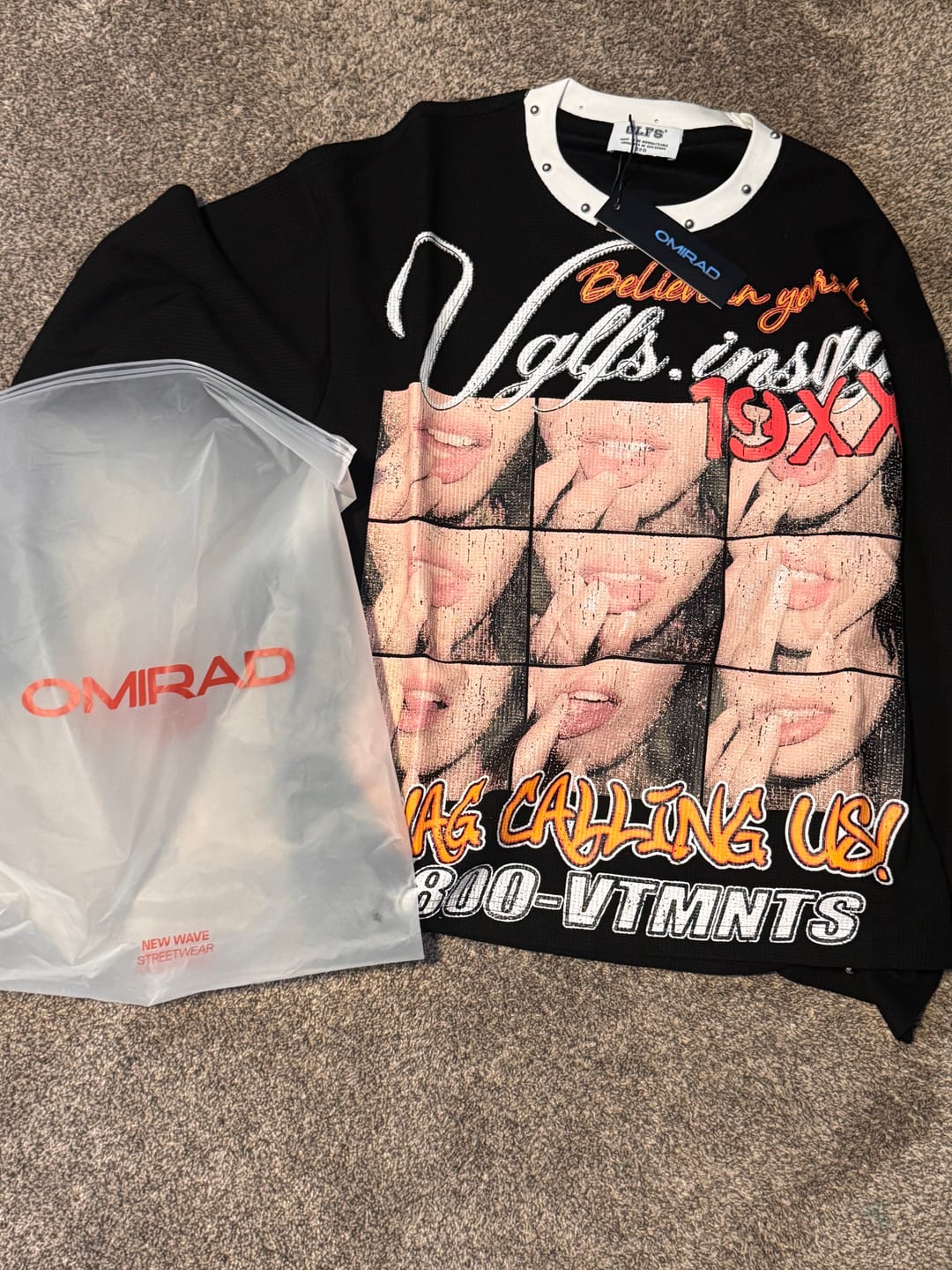 Customer photo review of Omirad Vintage Graphic Waffle Long Sleeve