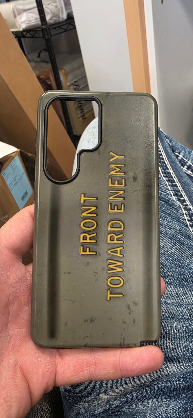 Customer photo review of M18A1 Claymore Gen 3 (ODG/Yellow) Tough Android Case
