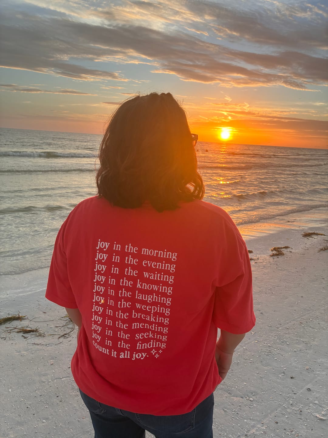 Customer photo review of Count It All Joy Tee - Cherry Red