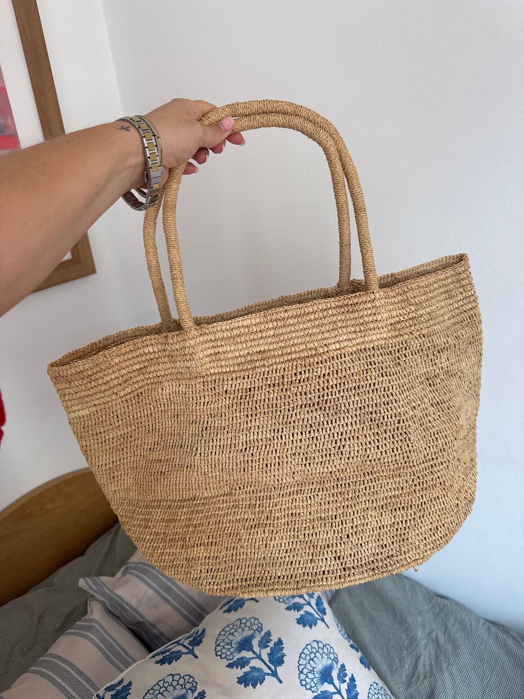 Customer photo review of Sophia Handwoven Rattan Tote