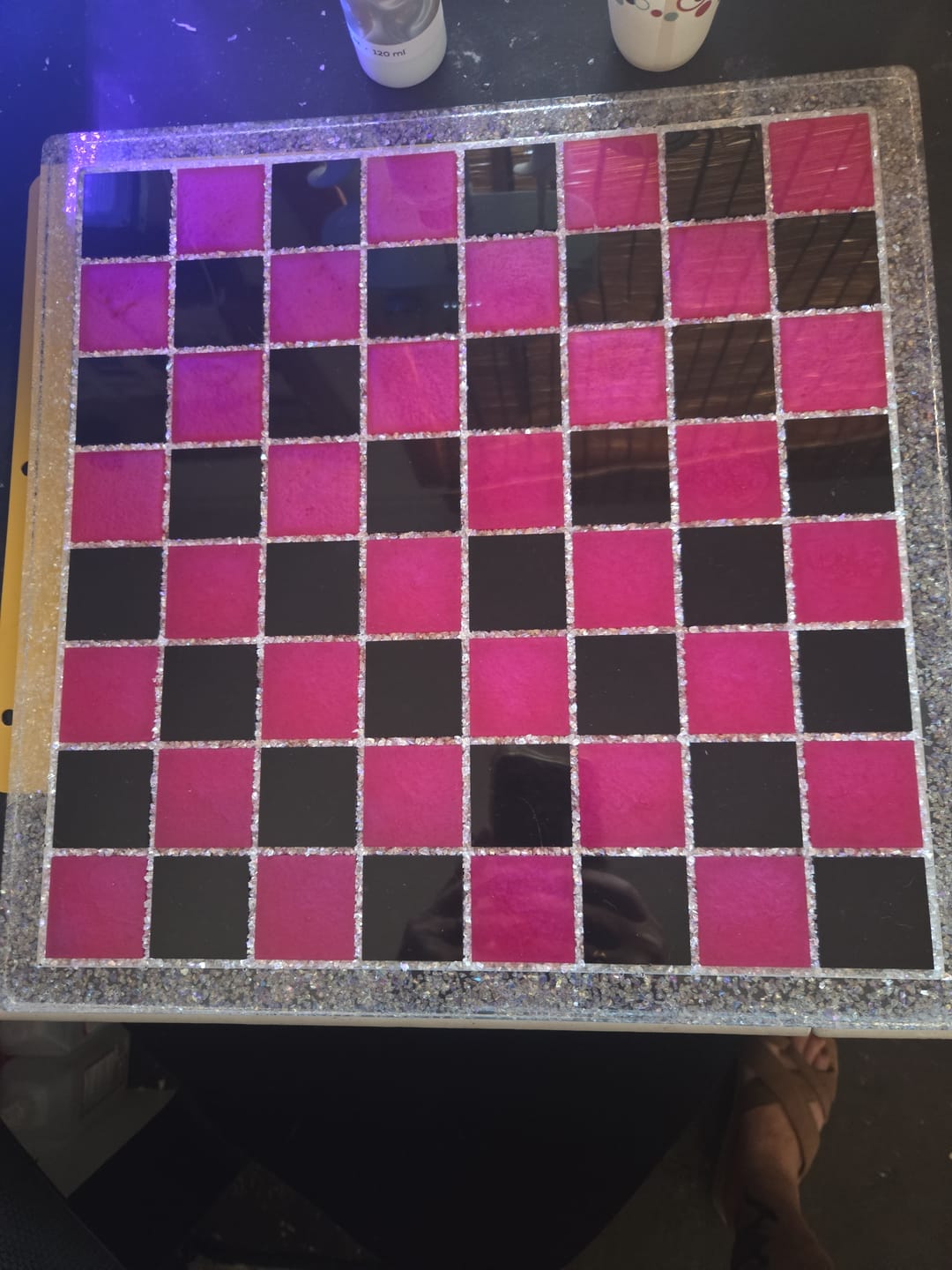 Customer photo review of 14.5x14.5x0.5" Medium Chess Board Silicone Mold With 1.5" Squares