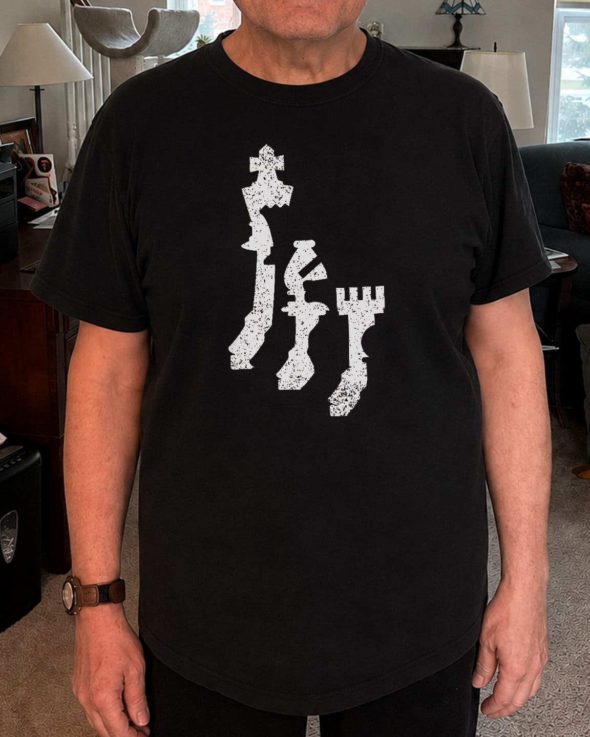 Customer photo review of Piece Shadow Chess T-Shirt