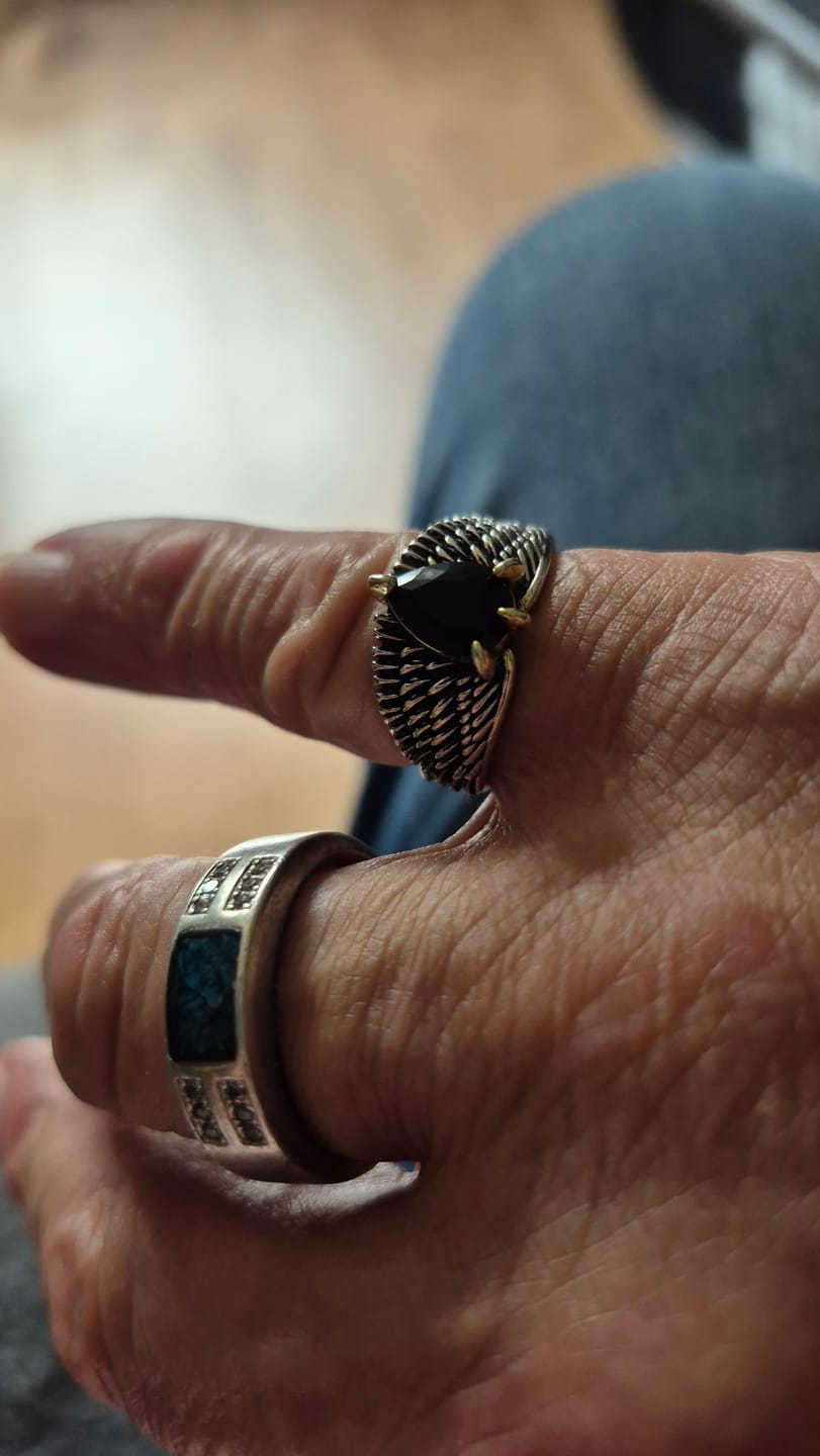 Customer photo review of Vintage Black Onyx Eagle Wing Ring