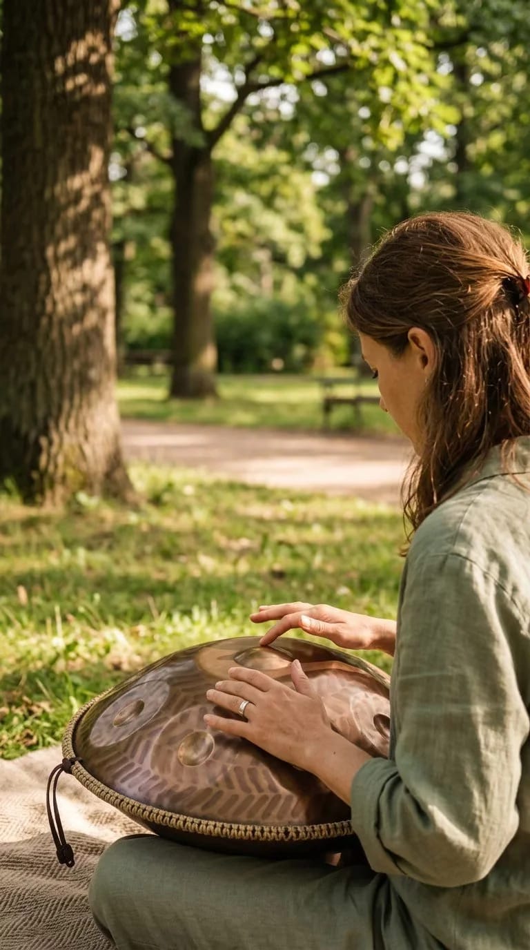Customer photo review of Cosmos Handpan Wheat - 9/10/12 Notes D Minor Stainless Steel Handpan
