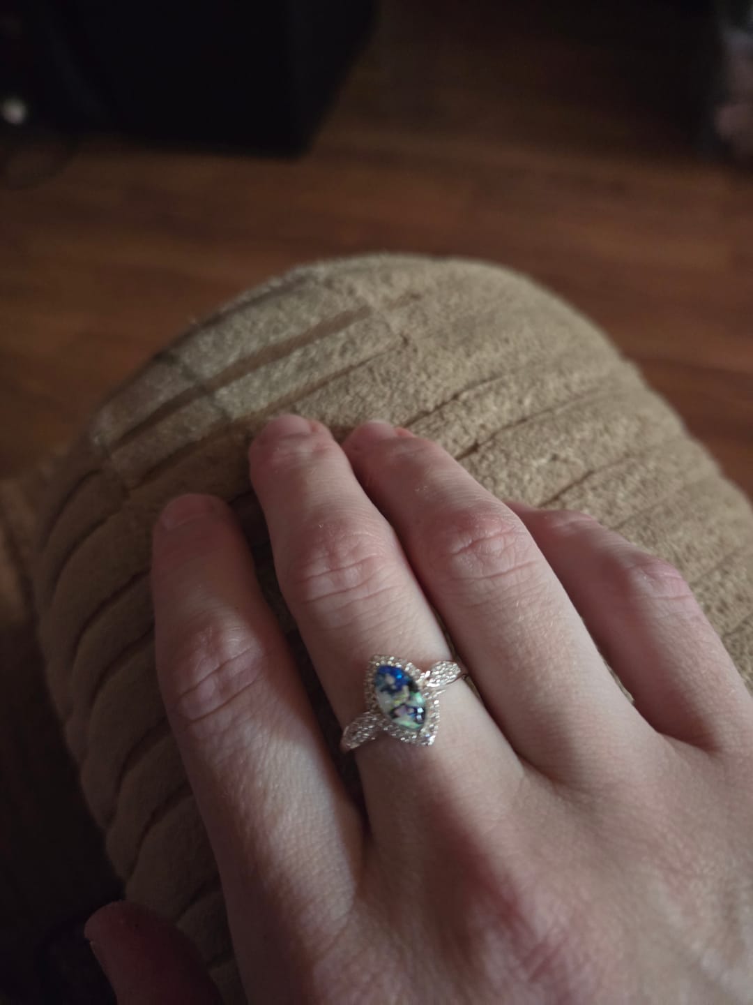 Customer photo review of Bedazzled Marquise Cremation Ring