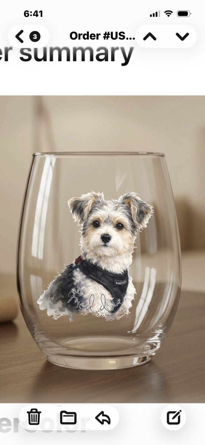 Customer photo review of Watercolor Portrait - Personalized Wine Glass