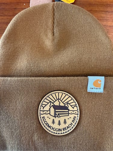 Customer photo review of Custom Carhartt Beanies Leather Patch Laser Engraved
