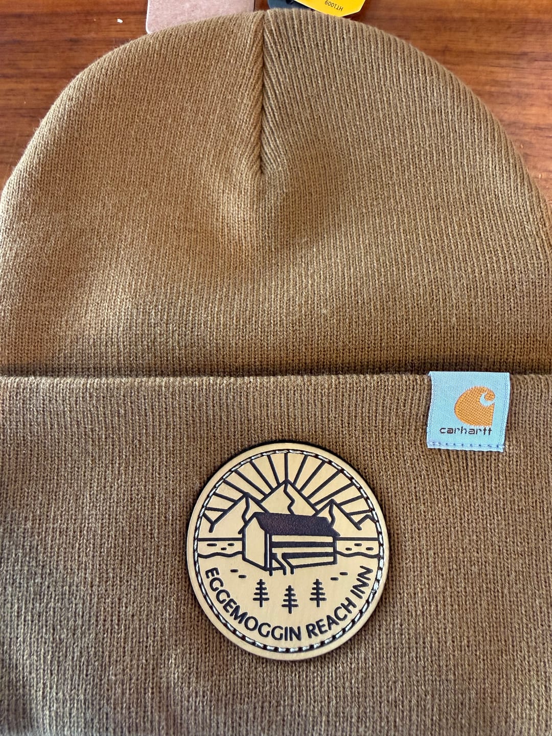 Customer photo review of Custom Carhartt Beanies Leather Patch Laser Engraved