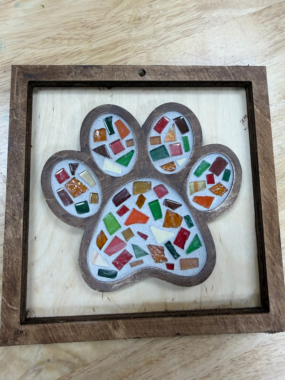 Customer photo review of Unfinished Wood 2 Layer Paw Shadowbox Shape | DIY Craft Cutout | up to 46" DIY