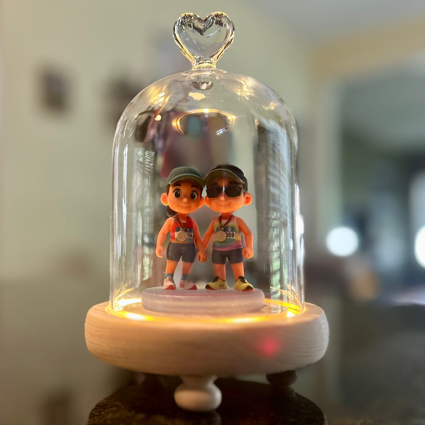 Customer photo review of DoDoWish Custom Couple 3D Night Lamp - Romantic Glass Dome Gift