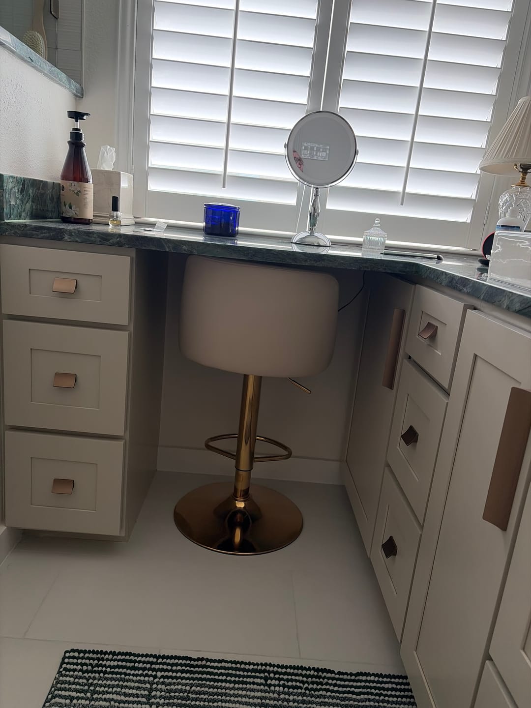 Customer photo review of Glam Leather Adjustable Height Swivel Bar Stool with Footrest