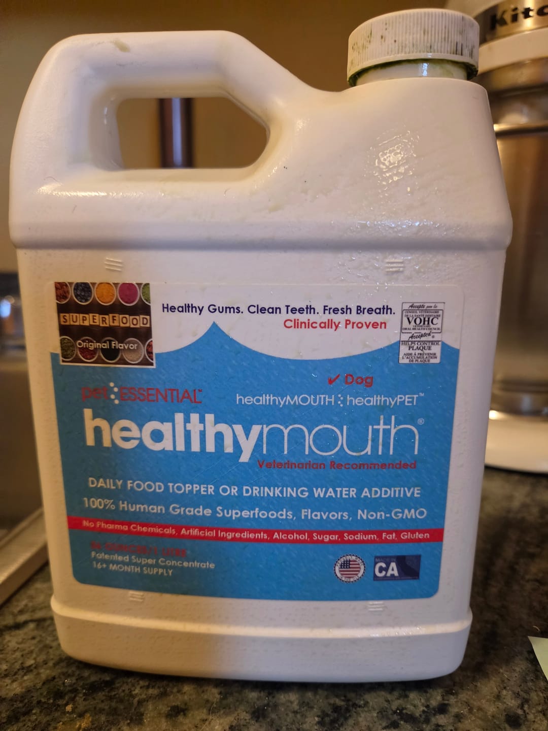 Customer photo review of HealthyMouth® Water Additive For Dogs (Clinically Proven, VOHC Accepted)
