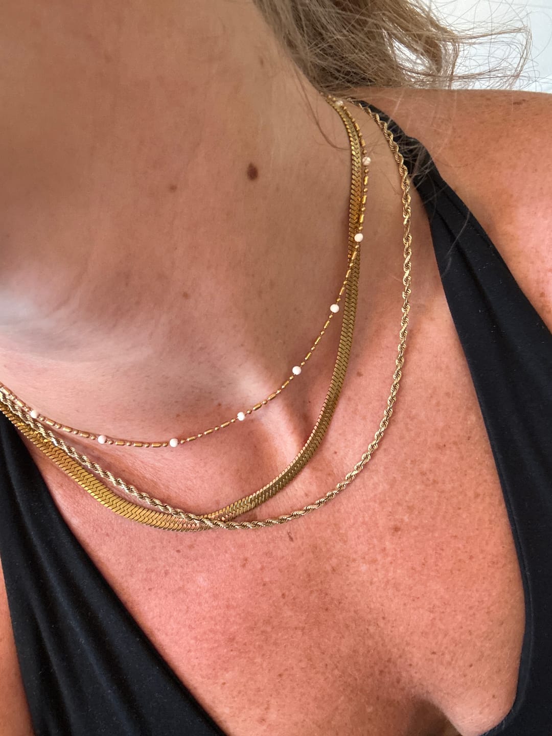 Customer photo review of Coral Necklace — Gold