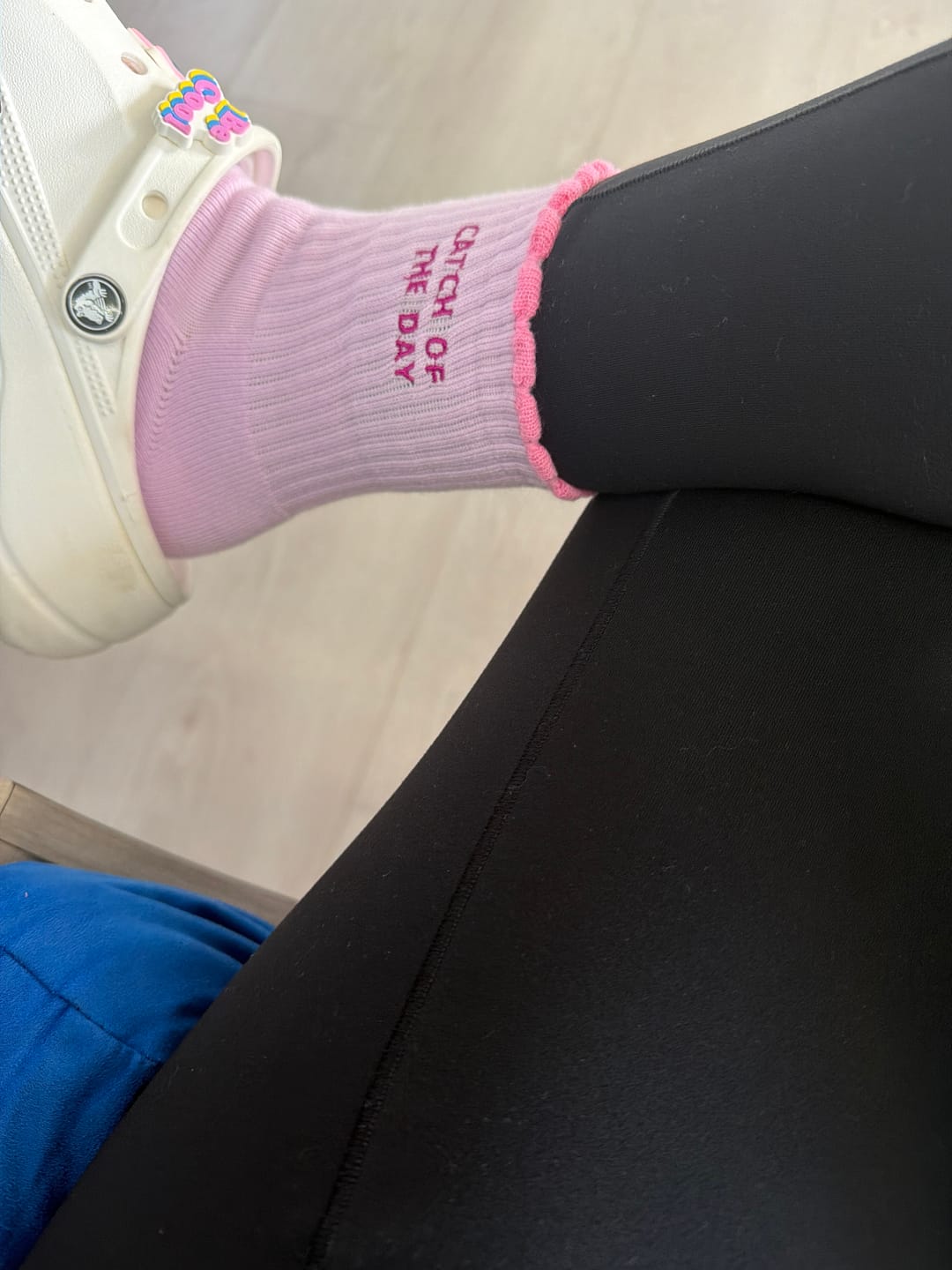 Customer photo review of Catch of the Day Grip Socks- Purple